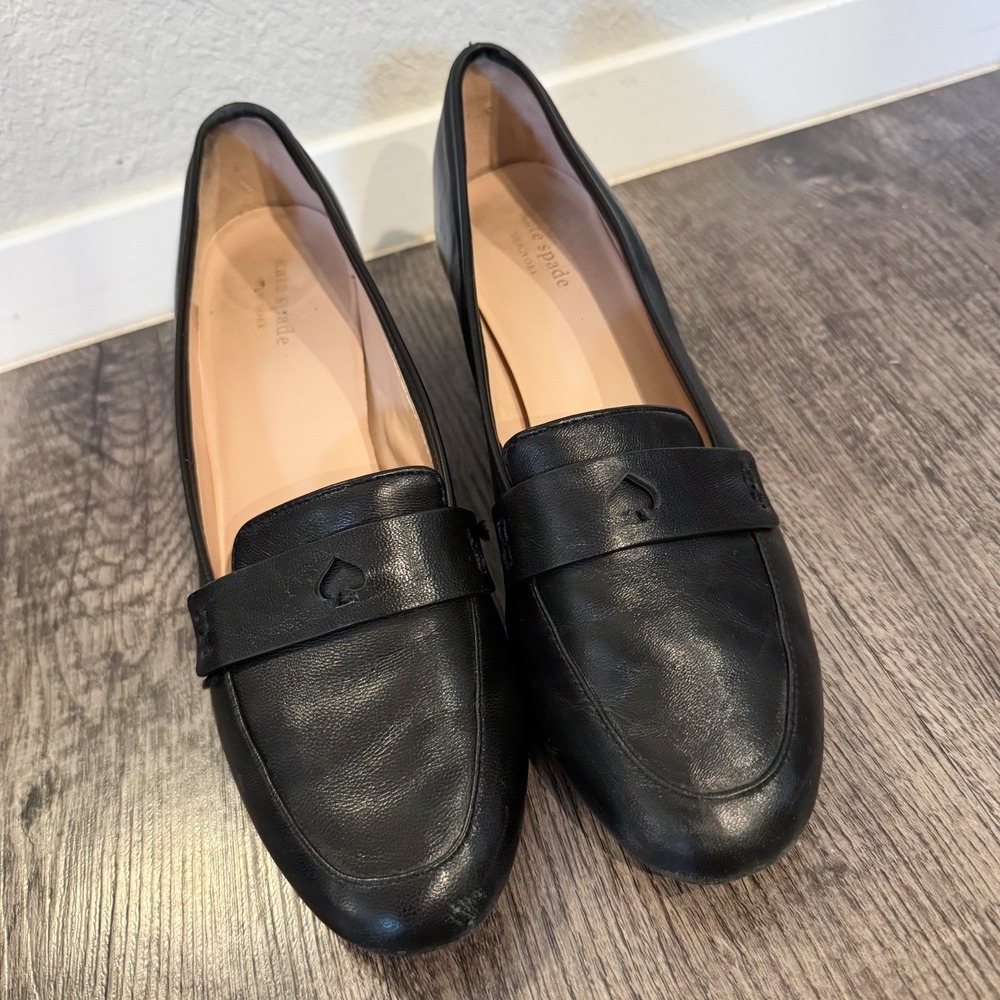 Kate Spade Loafers Women's 8.5 M Loafer‎ Heels Black Leather